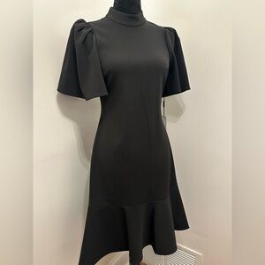 NWT Calvin Klein Bell Sleeved Black Midi Dress, Size 4